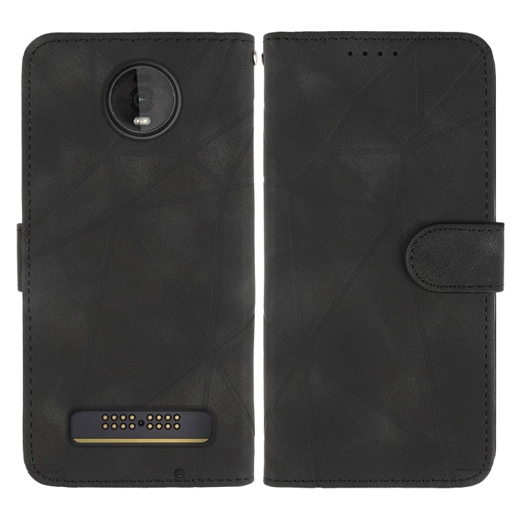 For Motorola Moto Z4 Skin Feel Geometric Lines Leather Phone Case