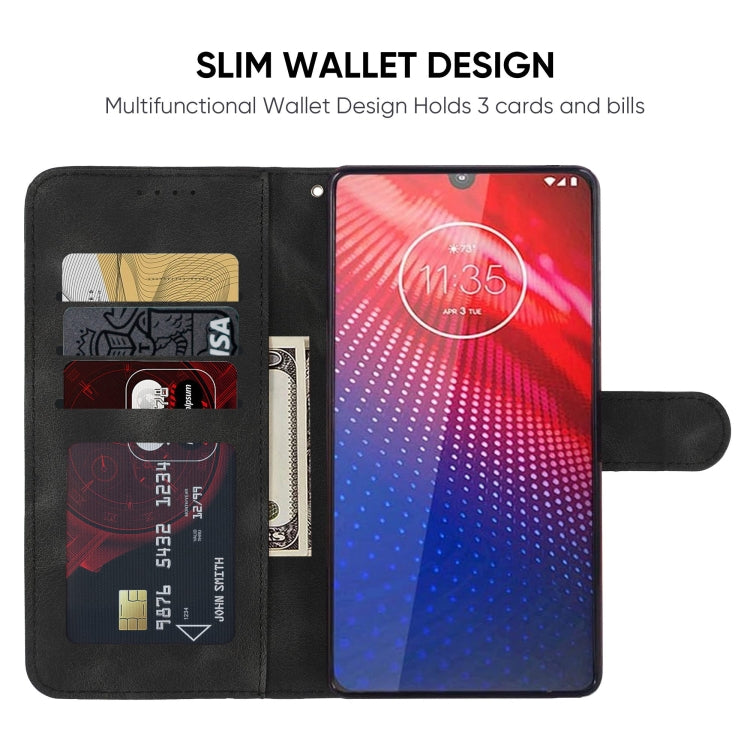 For Motorola Moto Z4 Skin Feel Geometric Lines Leather Phone Case