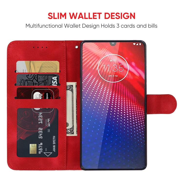 For Motorola Moto Z4 Skin Feel Geometric Lines Leather Phone Case