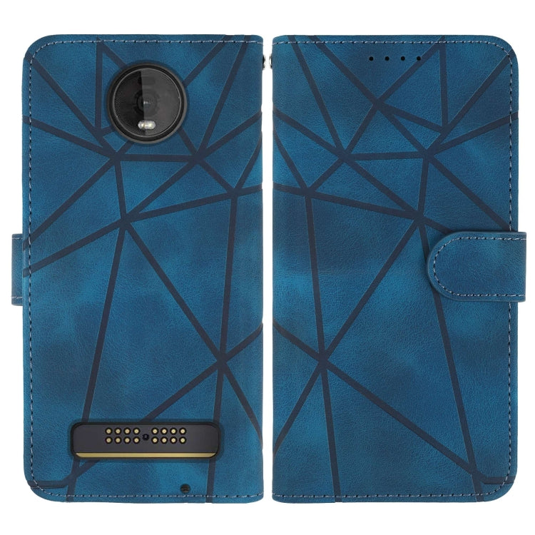For Motorola Moto Z4 Skin Feel Geometric Lines Leather Phone Case