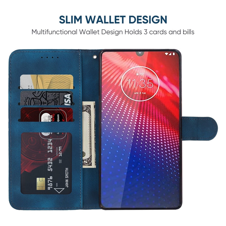 For Motorola Moto Z4 Skin Feel Geometric Lines Leather Phone Case