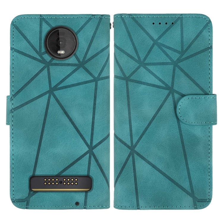 For Motorola Moto Z4 Skin Feel Geometric Lines Leather Phone Case