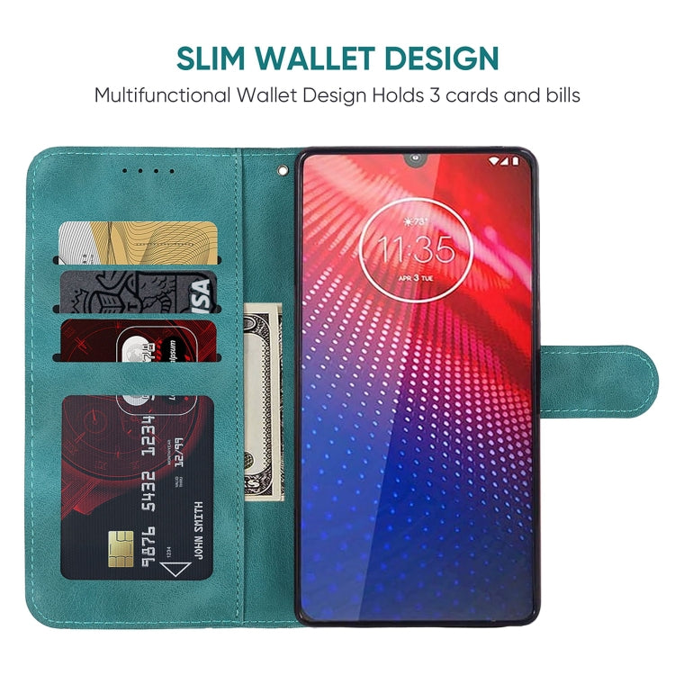 For Motorola Moto Z4 Skin Feel Geometric Lines Leather Phone Case