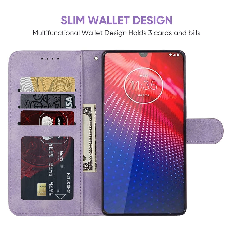 For Motorola Moto Z4 Skin Feel Geometric Lines Leather Phone Case