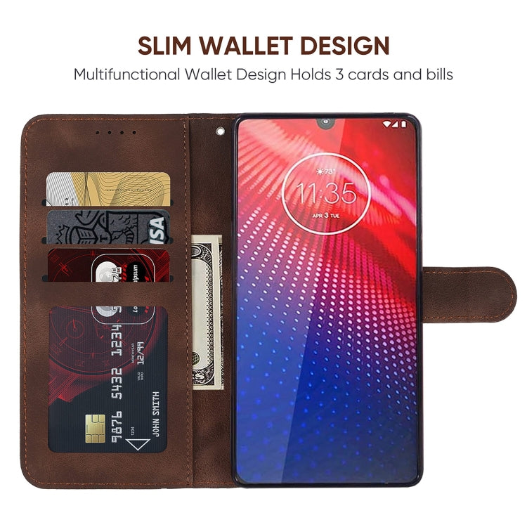 For Motorola Moto Z4 Skin Feel Geometric Lines Leather Phone Case