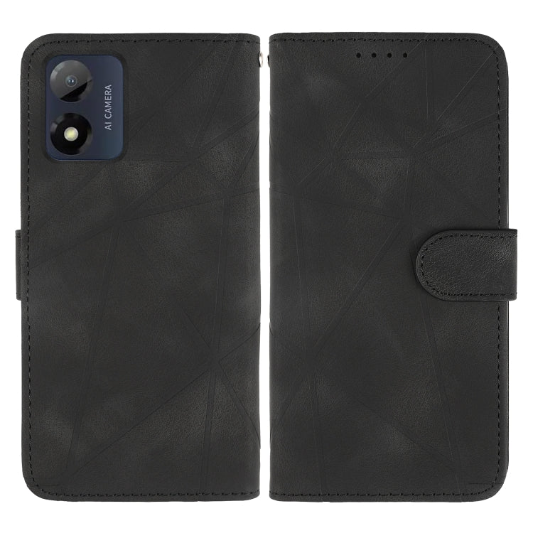 For Motorola Moto E13 Skin Feel Geometric Lines Leather Phone Case