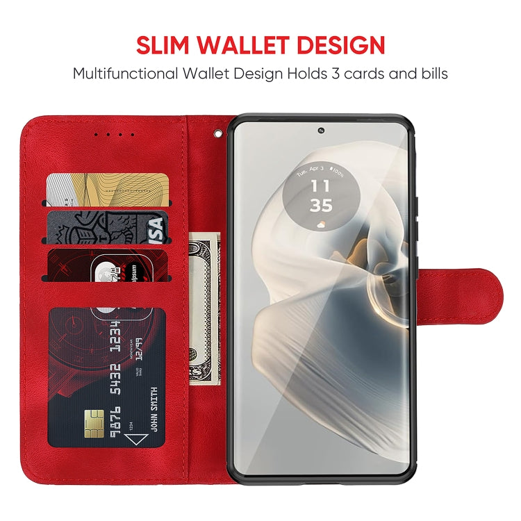 For Motorola Edge 50 Pro Skin Feel Geometric Lines Leather Phone Case