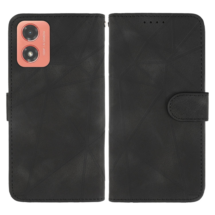 For Motorola Moto G04 Skin Feel Geometric Lines Leather Phone Case