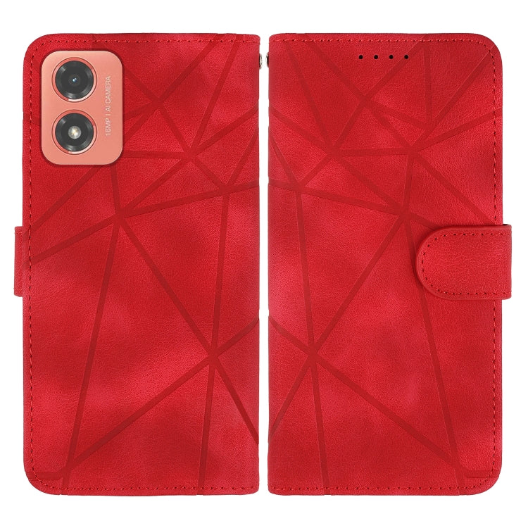 For Motorola Moto G04 Skin Feel Geometric Lines Leather Phone Case