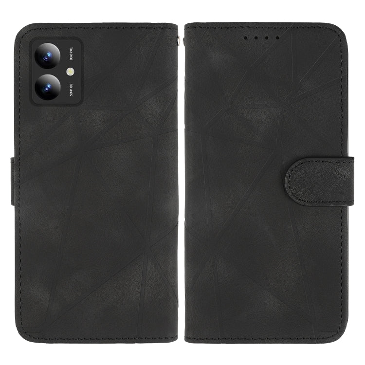 For Motorola Moto G14 Skin Feel Geometric Lines Leather Phone Case