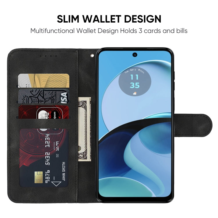 For Motorola Moto G14 Skin Feel Geometric Lines Leather Phone Case