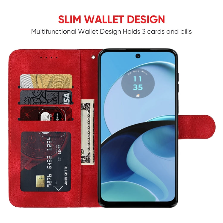 For Motorola Moto G14 Skin Feel Geometric Lines Leather Phone Case