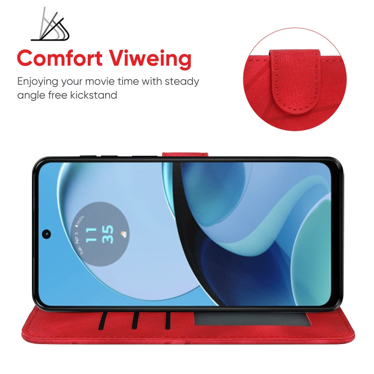 For Motorola Moto G14 Skin Feel Geometric Lines Leather Phone Case