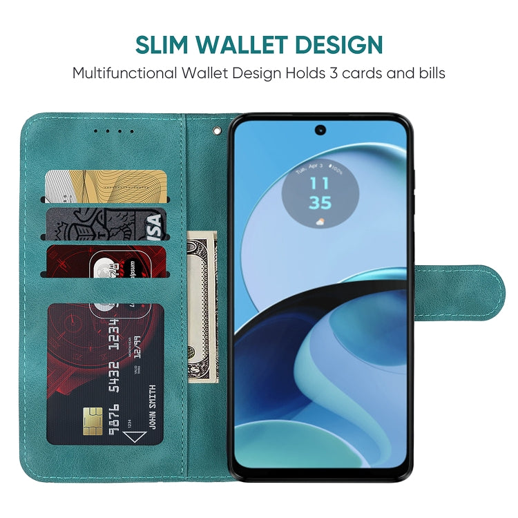 For Motorola Moto G14 Skin Feel Geometric Lines Leather Phone Case