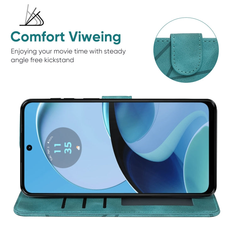 For Motorola Moto G14 Skin Feel Geometric Lines Leather Phone Case