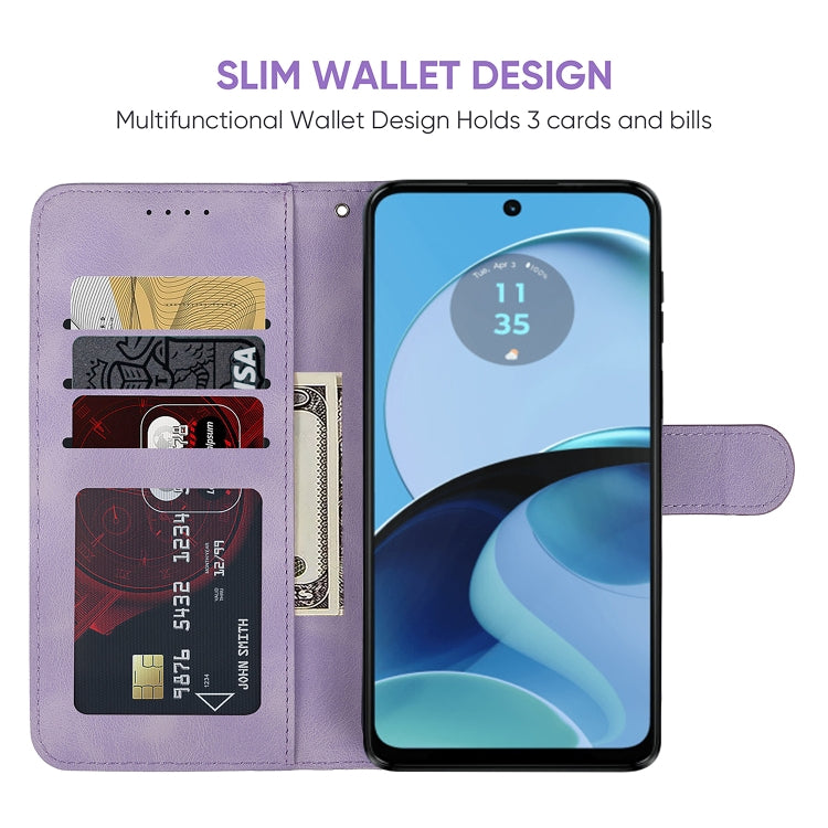 For Motorola Moto G14 Skin Feel Geometric Lines Leather Phone Case