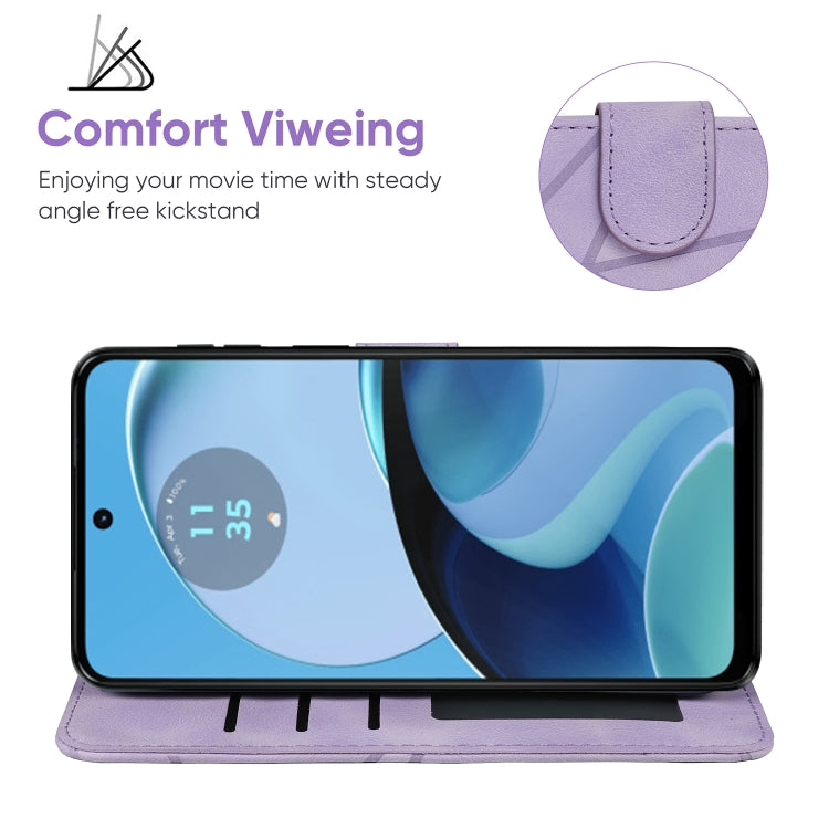 For Motorola Moto G14 Skin Feel Geometric Lines Leather Phone Case