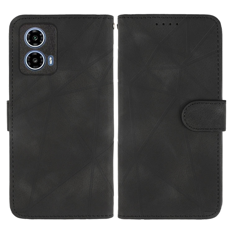 For Motorola Moto G34 Skin Feel Geometric Lines Leather Phone Case