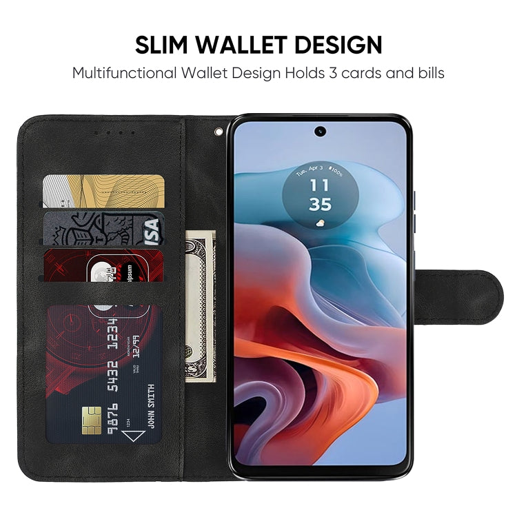 For Motorola Moto G34 Skin Feel Geometric Lines Leather Phone Case