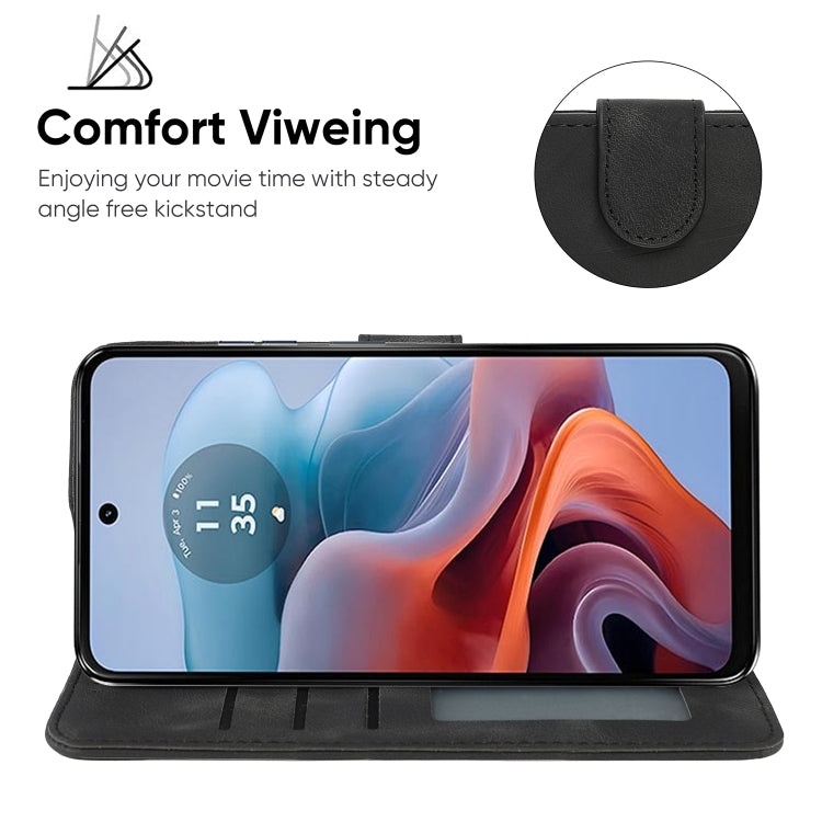 For Motorola Moto G34 Skin Feel Geometric Lines Leather Phone Case