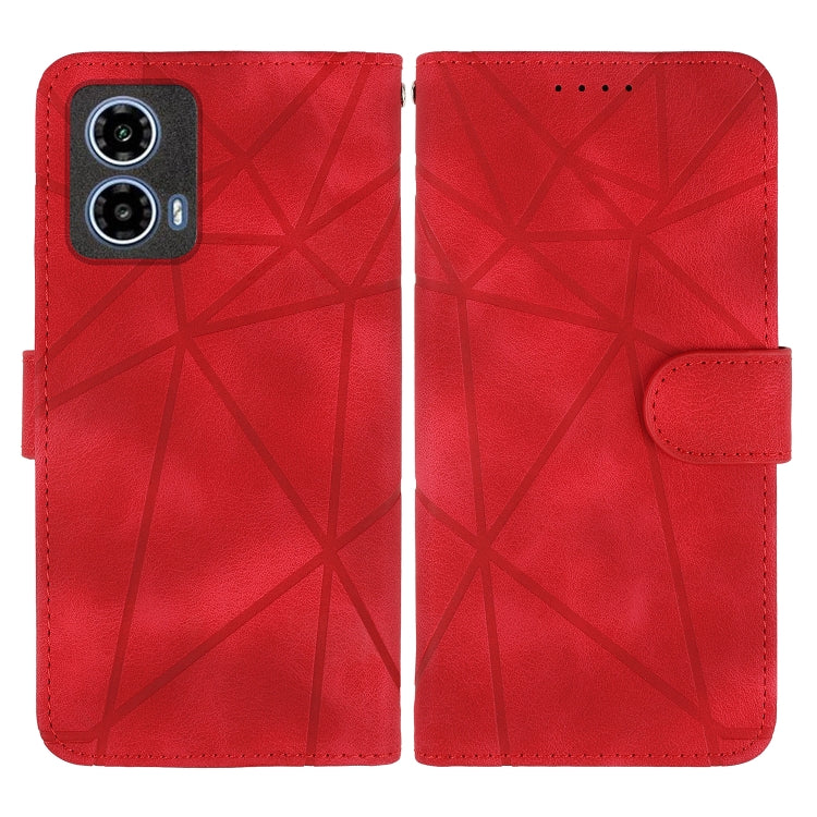 For Motorola Moto G34 Skin Feel Geometric Lines Leather Phone Case