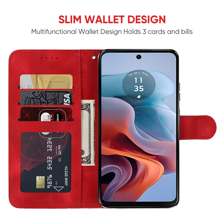 For Motorola Moto G34 Skin Feel Geometric Lines Leather Phone Case