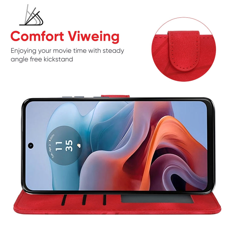 For Motorola Moto G34 Skin Feel Geometric Lines Leather Phone Case