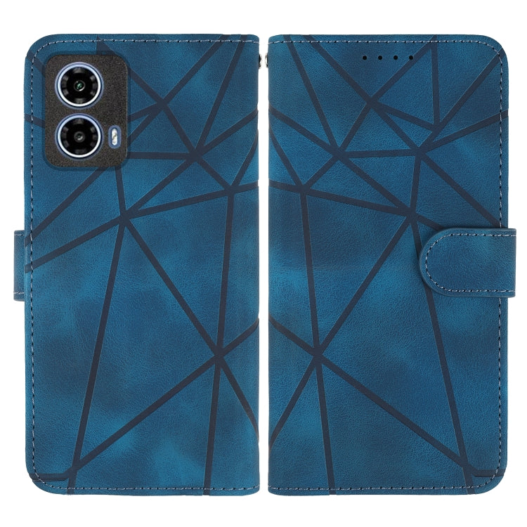 For Motorola Moto G34 Skin Feel Geometric Lines Leather Phone Case
