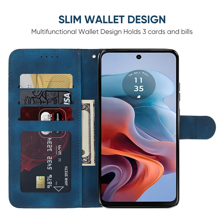 For Motorola Moto G34 Skin Feel Geometric Lines Leather Phone Case