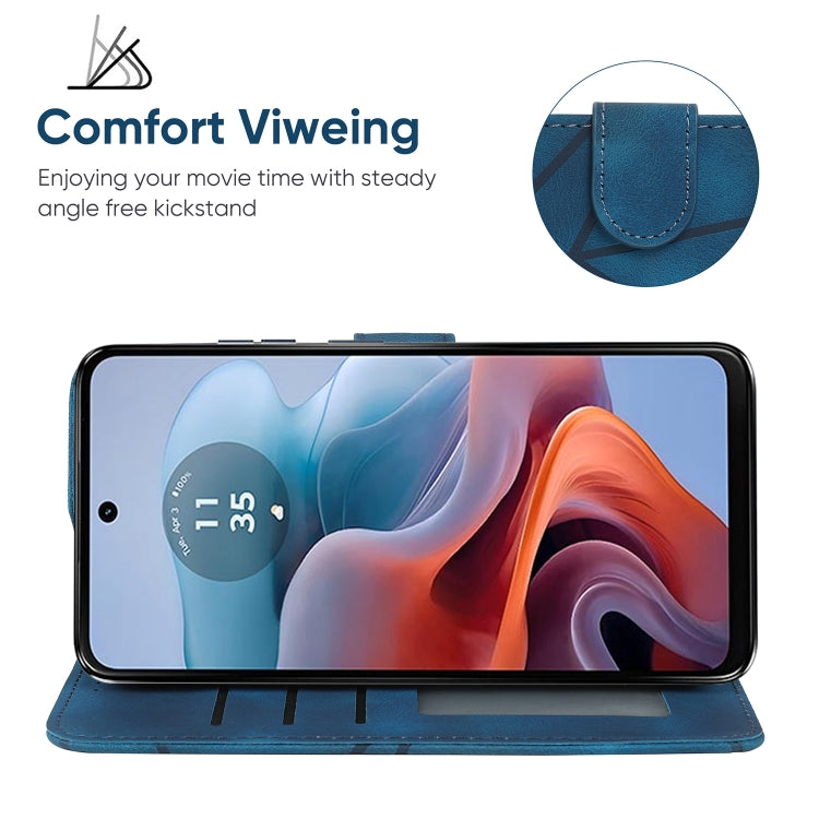 For Motorola Moto G34 Skin Feel Geometric Lines Leather Phone Case