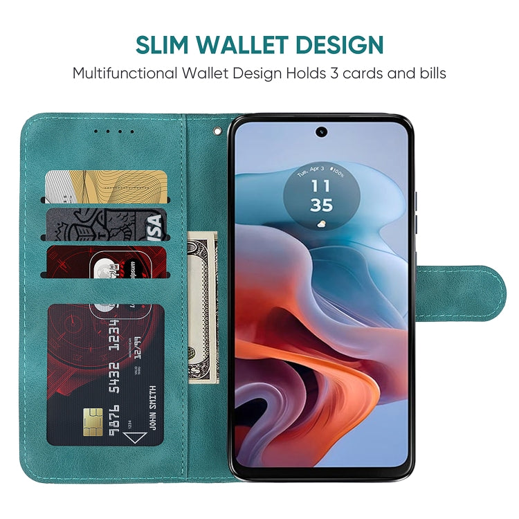 For Motorola Moto G34 Skin Feel Geometric Lines Leather Phone Case