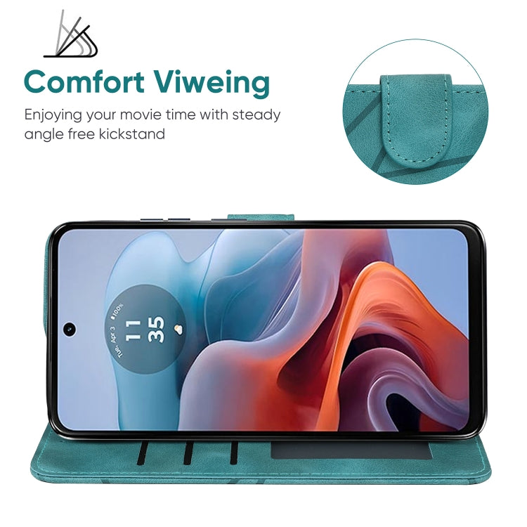 For Motorola Moto G34 Skin Feel Geometric Lines Leather Phone Case