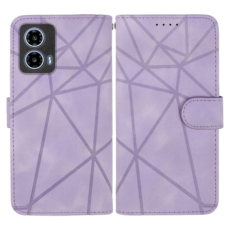 For Motorola Moto G34 Skin Feel Geometric Lines Leather Phone Case