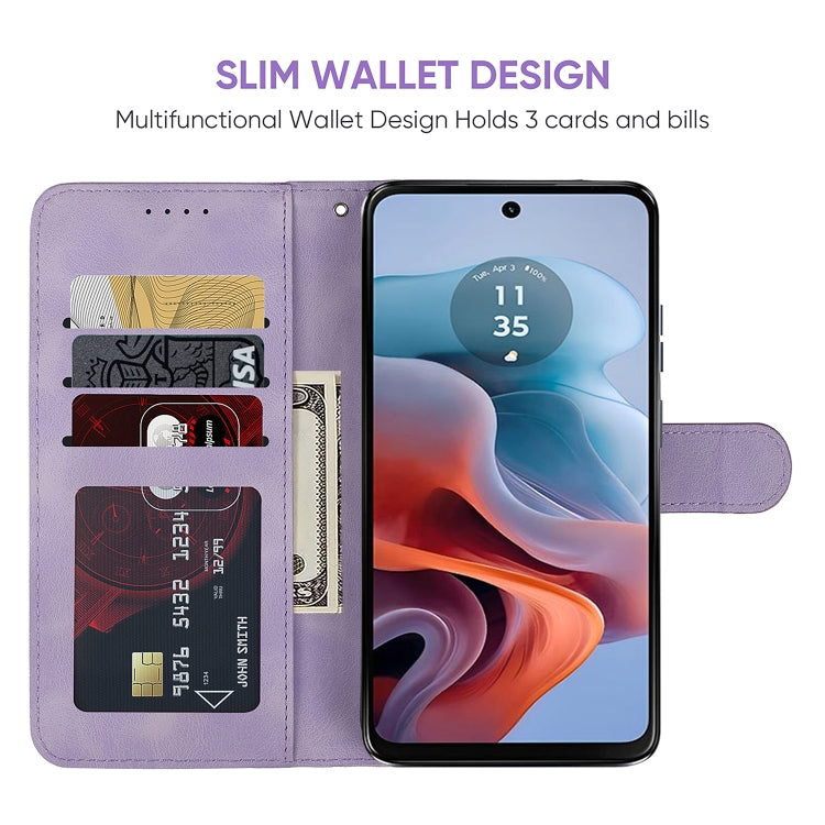 For Motorola Moto G34 Skin Feel Geometric Lines Leather Phone Case