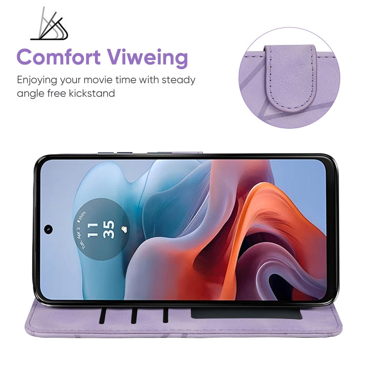 For Motorola Moto G34 Skin Feel Geometric Lines Leather Phone Case