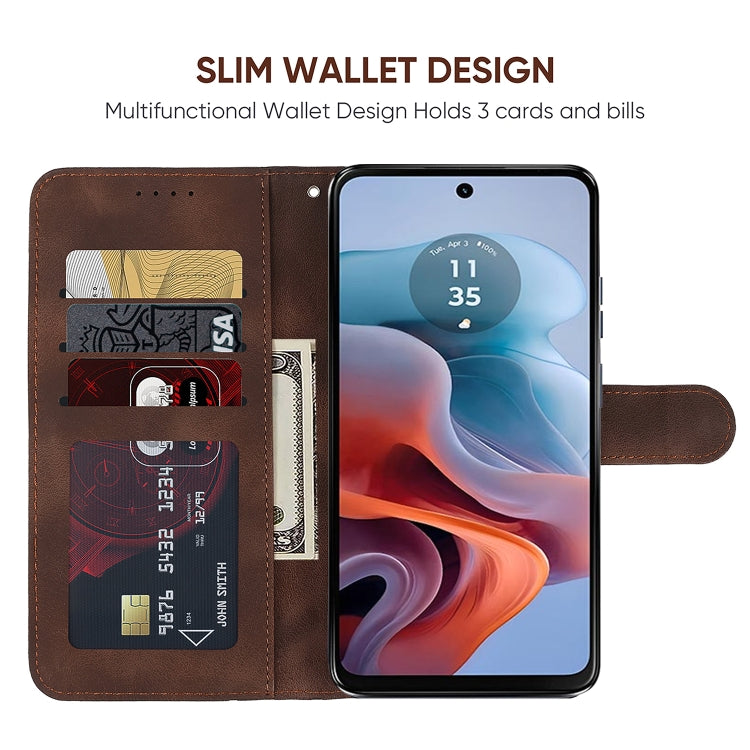 For Motorola Moto G34 Skin Feel Geometric Lines Leather Phone Case