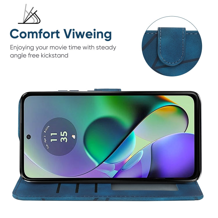 For Motorola Moto G53 Skin Feel Geometric Lines Leather Phone Case