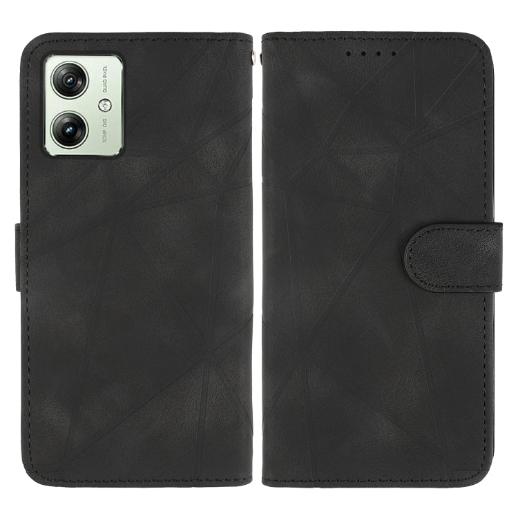 For Motorola Moto G54 Skin Feel Geometric Lines Leather Phone Case