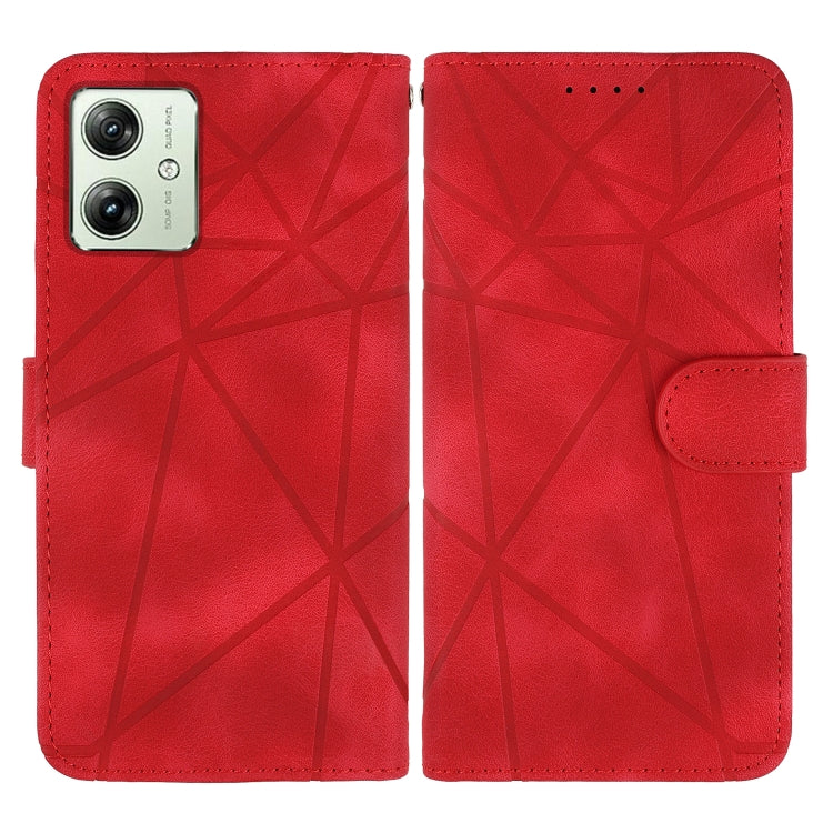 For Motorola Moto G54 Skin Feel Geometric Lines Leather Phone Case