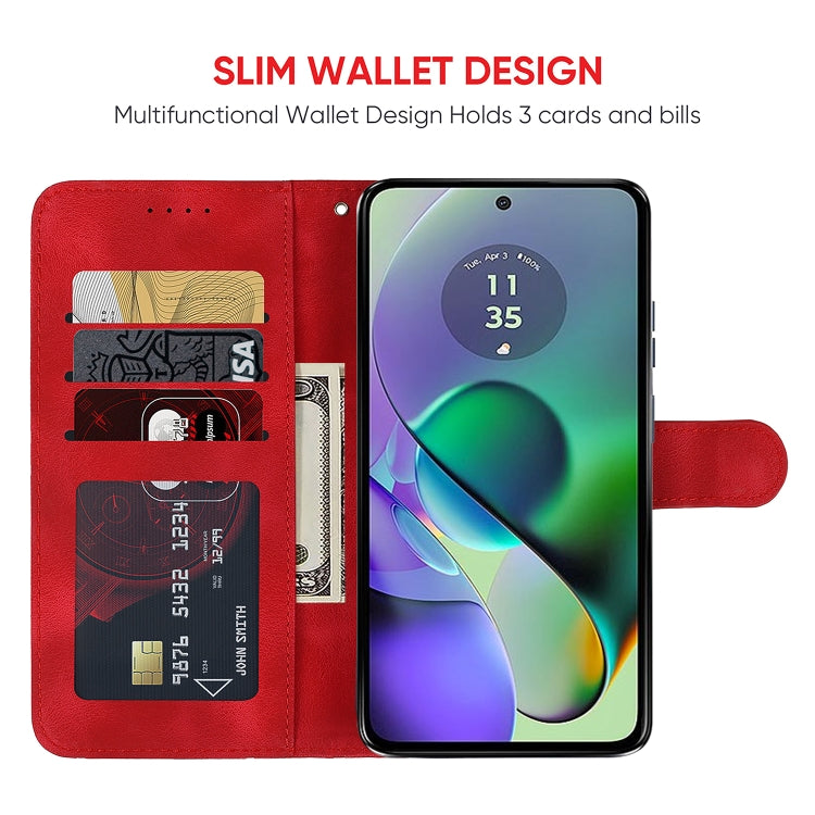 For Motorola Moto G54 Skin Feel Geometric Lines Leather Phone Case