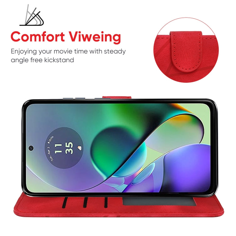 For Motorola Moto G54 Skin Feel Geometric Lines Leather Phone Case