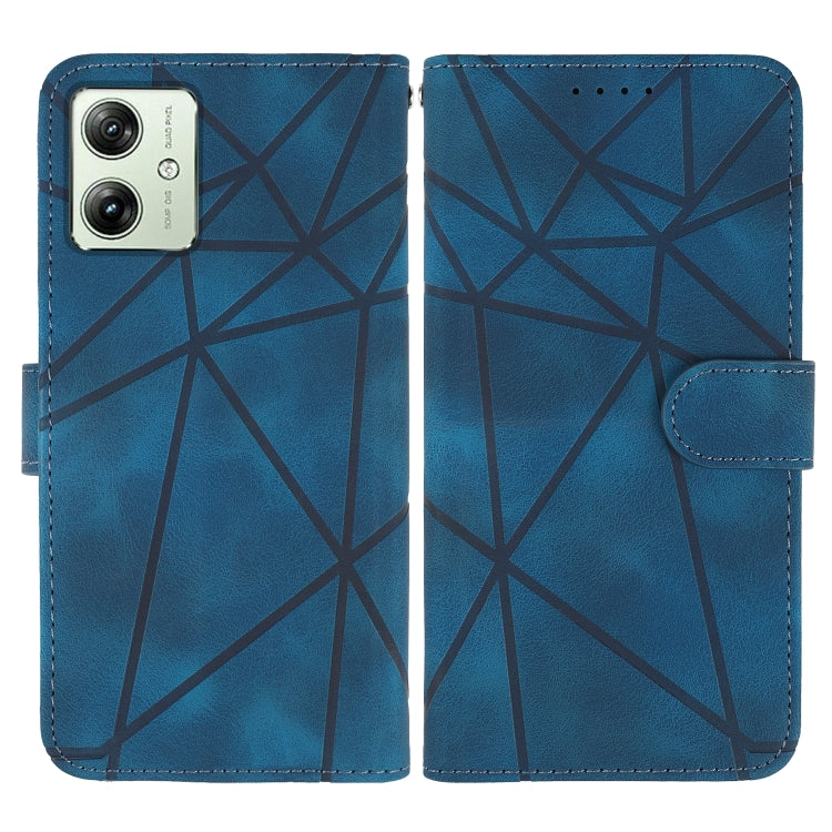For Motorola Moto G54 Skin Feel Geometric Lines Leather Phone Case