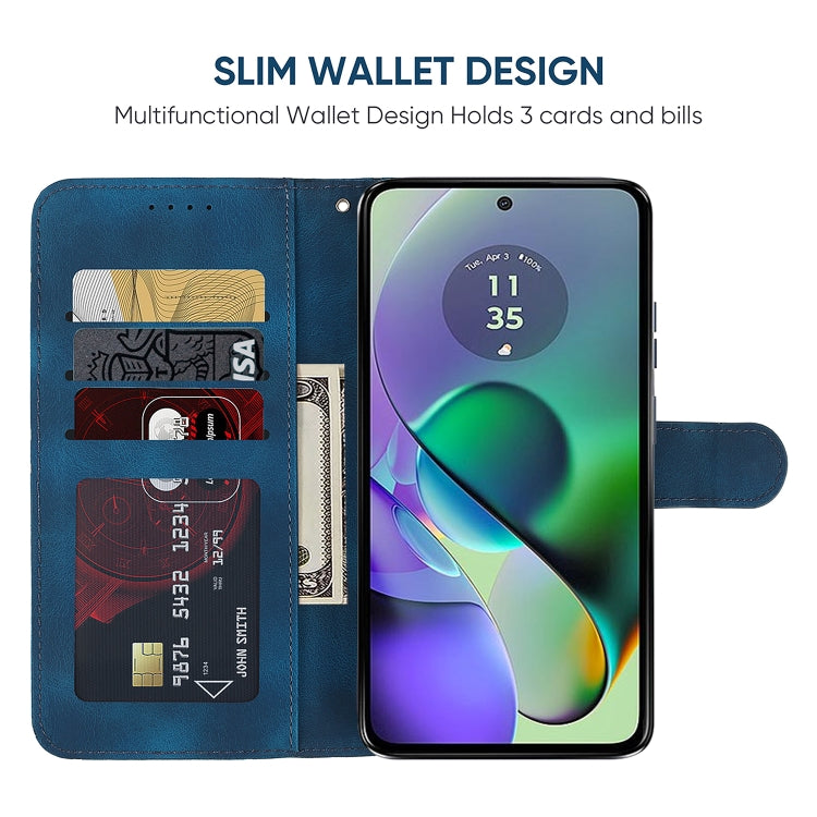For Motorola Moto G54 Skin Feel Geometric Lines Leather Phone Case