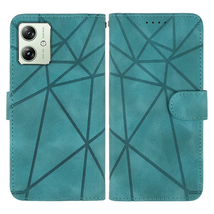 For Motorola Moto G54 Skin Feel Geometric Lines Leather Phone Case