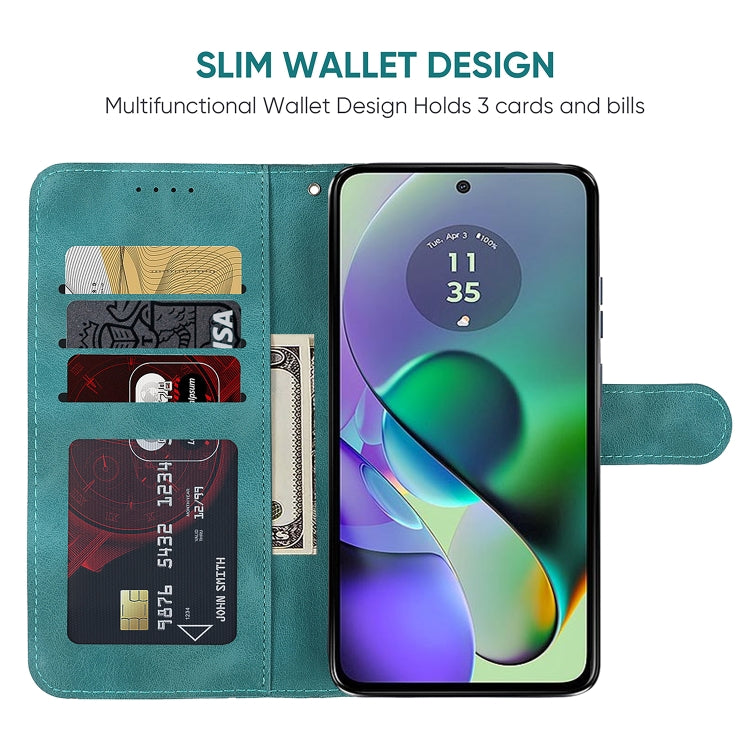 For Motorola Moto G54 Skin Feel Geometric Lines Leather Phone Case