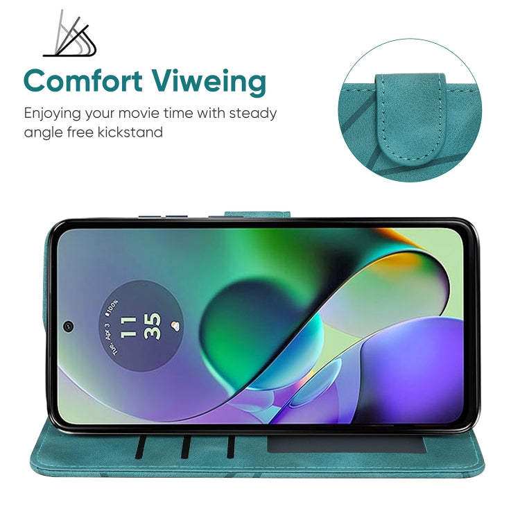 For Motorola Moto G54 Skin Feel Geometric Lines Leather Phone Case