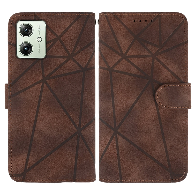 For Motorola Moto G54 Skin Feel Geometric Lines Leather Phone Case