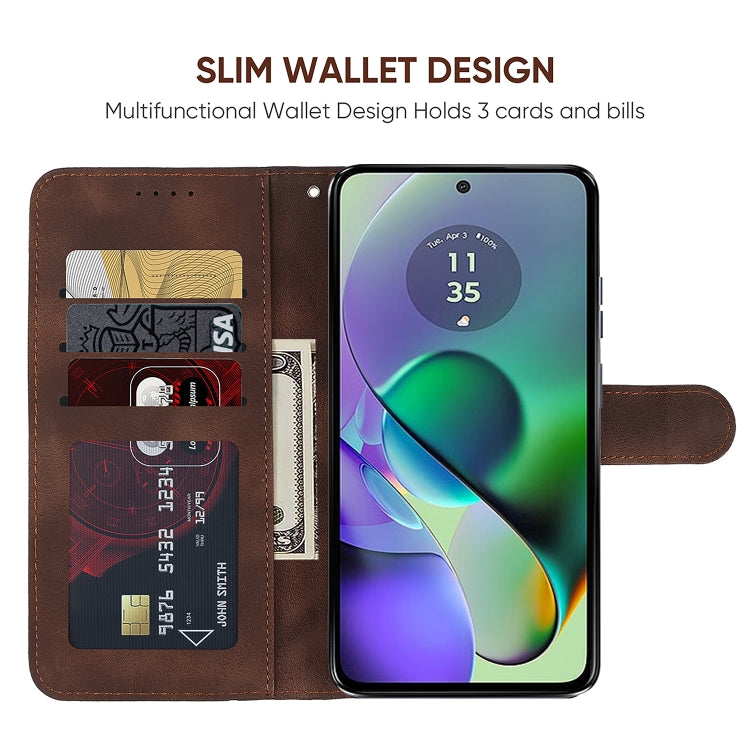 For Motorola Moto G54 Skin Feel Geometric Lines Leather Phone Case