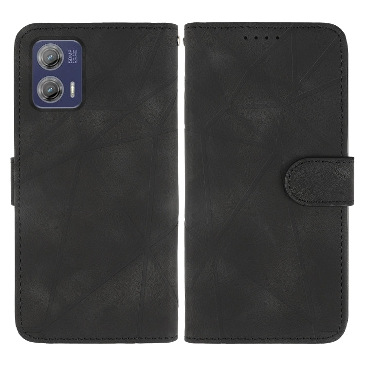 For Motorola Moto G73 Skin Feel Geometric Lines Leather Phone Case