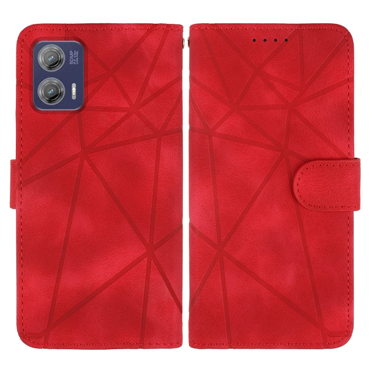 For Motorola Moto G73 Skin Feel Geometric Lines Leather Phone Case